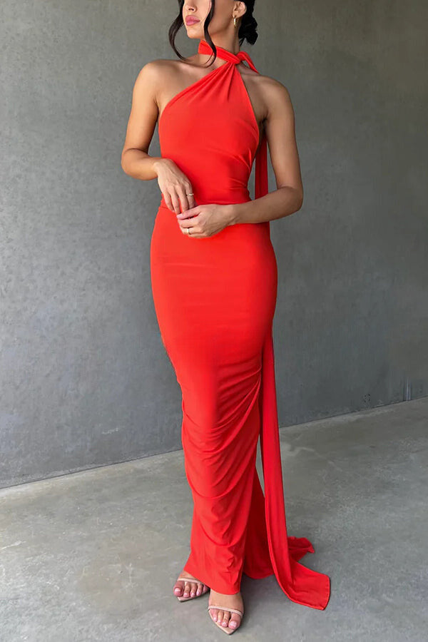 Marjorie | Dames serenity rugloze maxi jurk