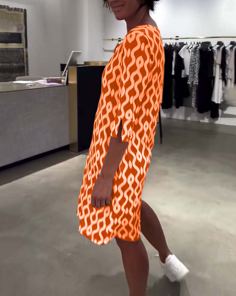 Ludmila - Zomerjurk met grafische print en v-hals voor dames