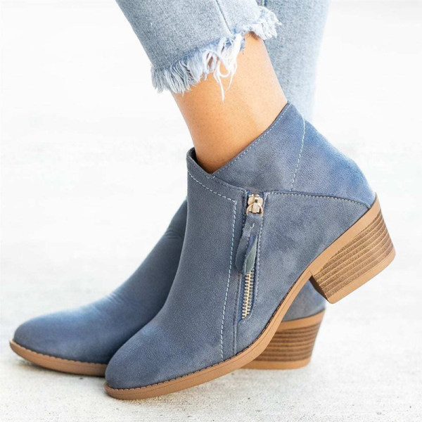 Celeste | Comfortabele halfhoge suede laarsjes met rits en kleine hak