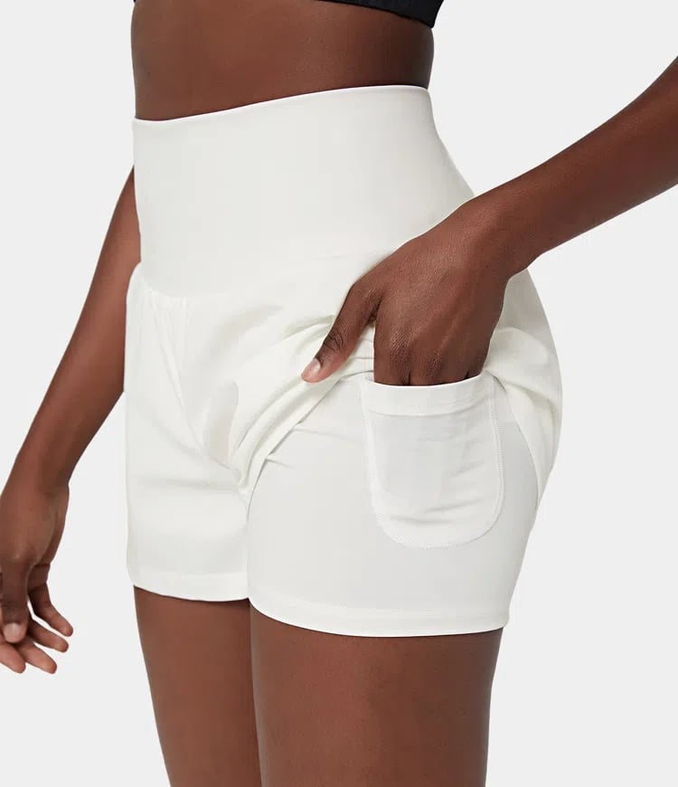 Dora - Dames sportshort met hoge taille en binnenbroek met zak