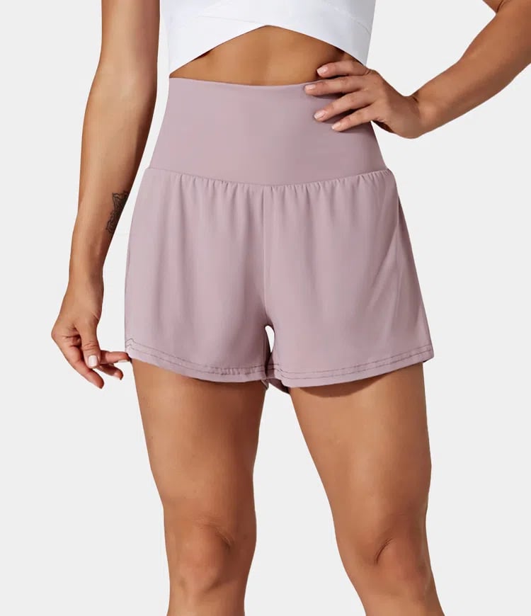 Dora - Dames sportshort met hoge taille en binnenbroek met zak