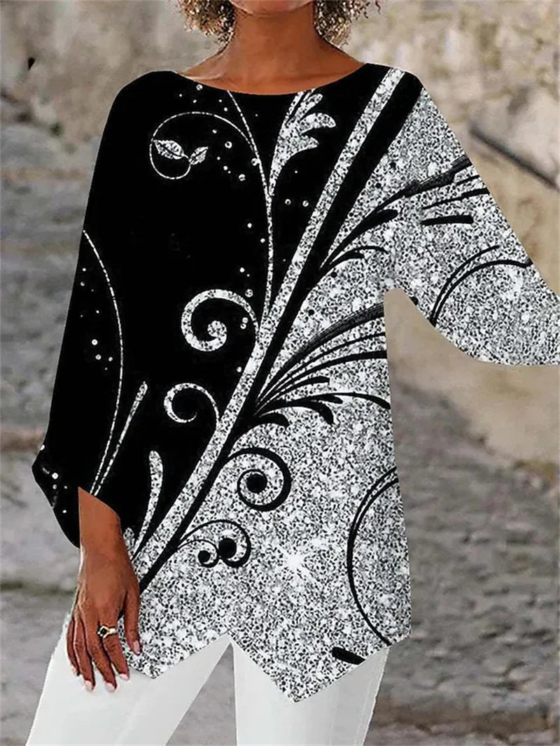 Donata - Tuniek met glinsteraccent en asymmetrische zoom voor dames