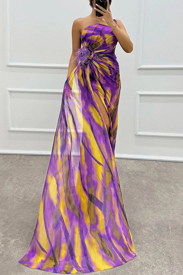 Evanthe - Asymmetrische maxi jurk met hoge split