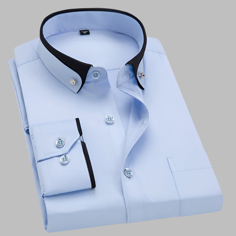 Conrad - Heren overhemd met contrasterende kraagdetails