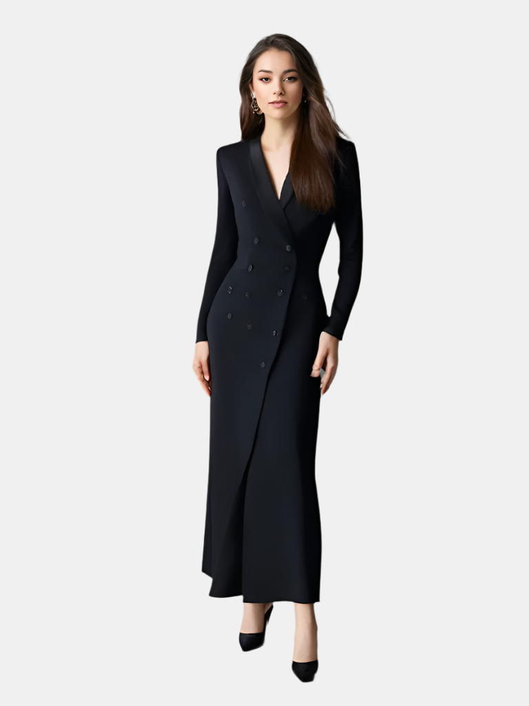 Althea | Blazer maxi jurk met twee rijen knopen voor dames