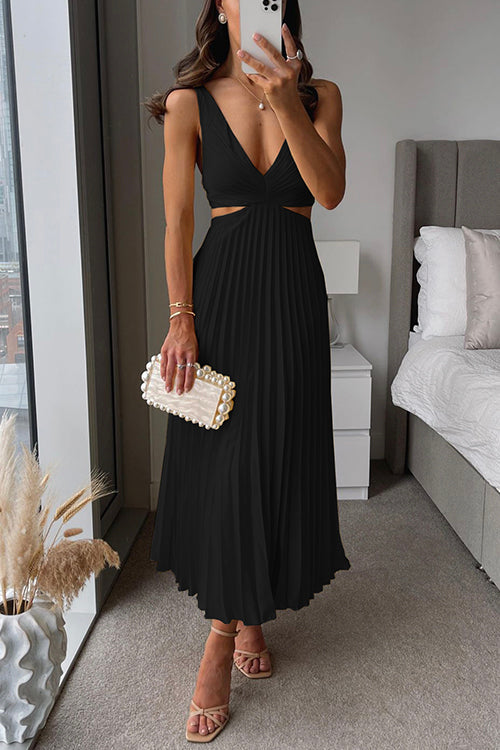 Honora - Midi jurk met geplooide rok