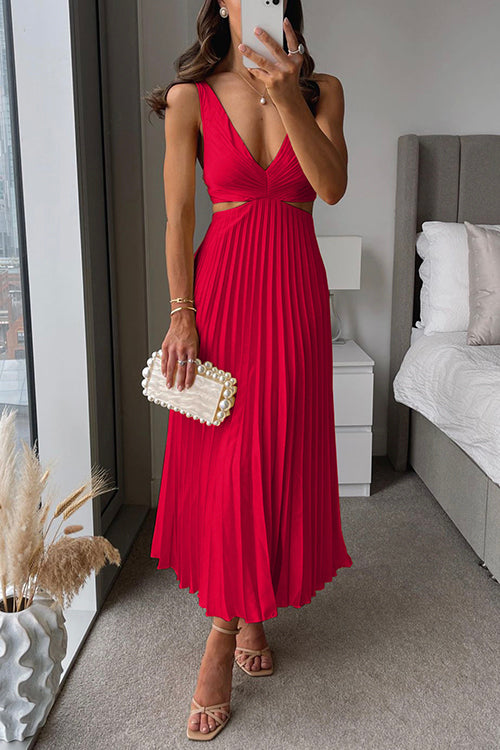 Honora - Midi jurk met geplooide rok