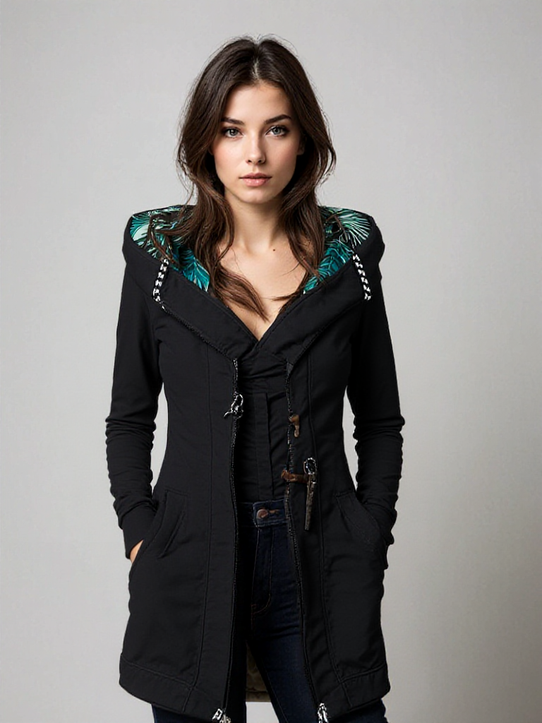 Floral lentejas hoodie waterproof dames