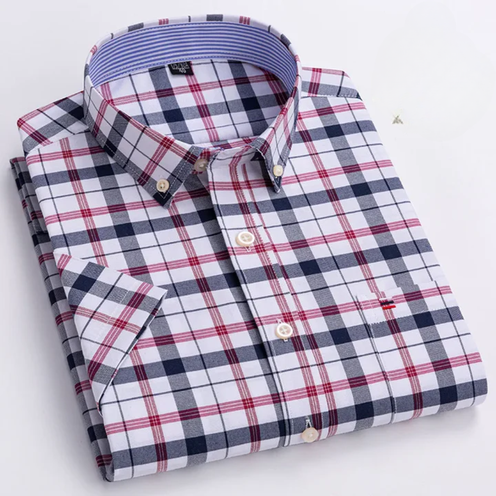 Dan – Heren overhemd met button-down kraag en verfijnde structuur