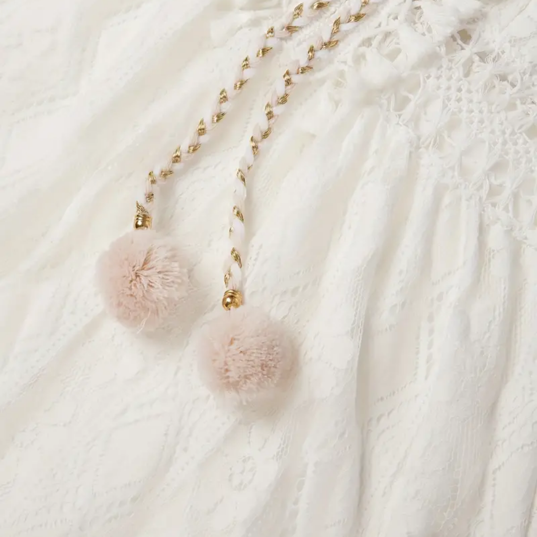 Estela - Dames zomerjurk met kanten details en v-hals
