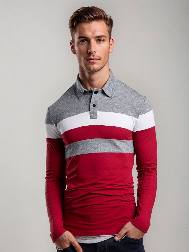 Eliab | Gestreept poloshirt met lange mouwen