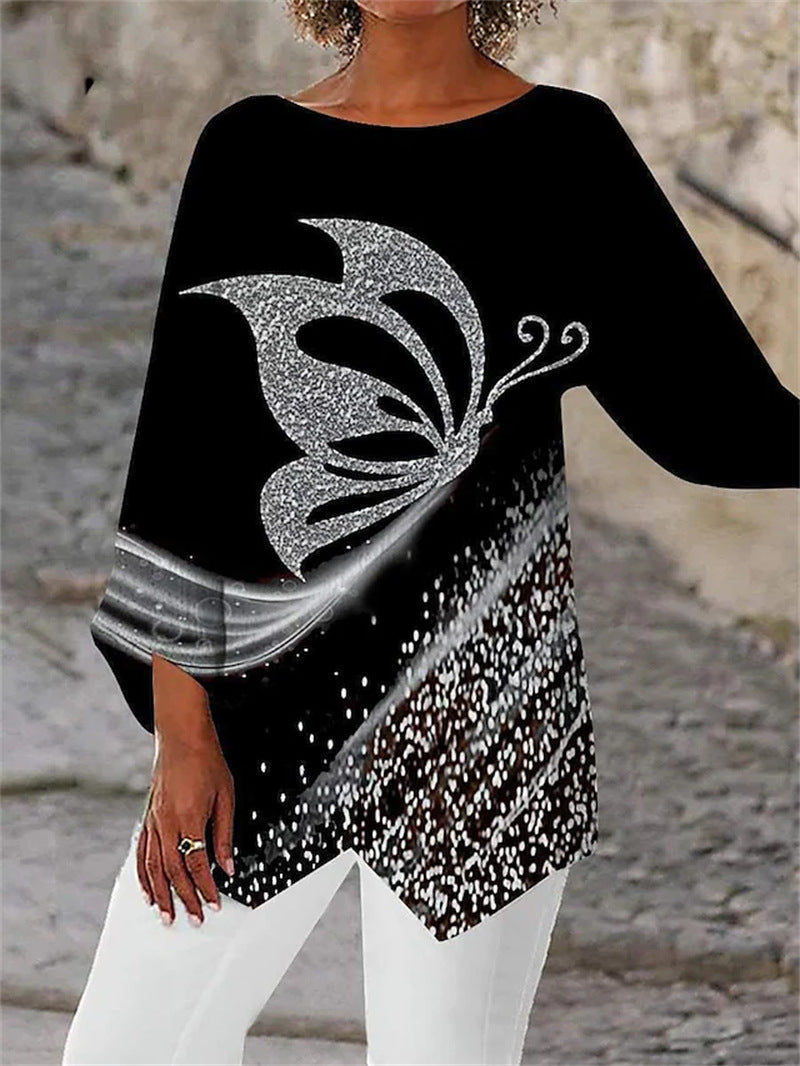 Donata - Tuniek met glinsteraccent en asymmetrische zoom voor dames
