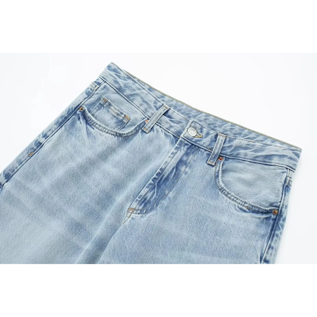Morina - Lichtblauwe denim jeans met hoge taille voor dames