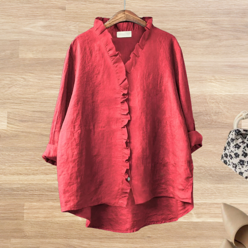 Lysandra - Losvallende blouse met ruffle kraag voor dames