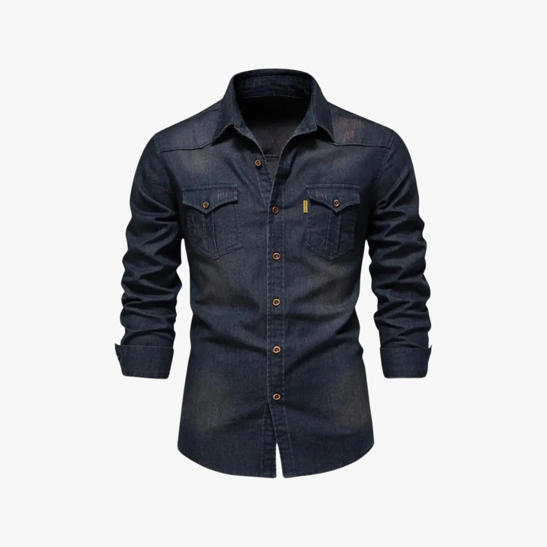 Oswald | Denim overhemd met lange mouwen en knoopsluiting voor mannen
