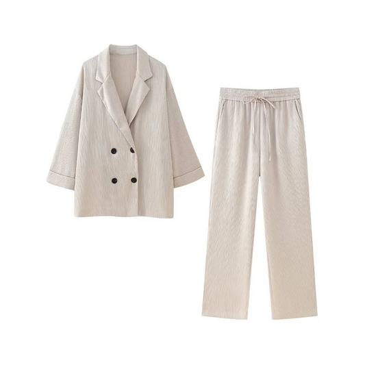 Lenie - Damesbeige casual losse 2-delige set