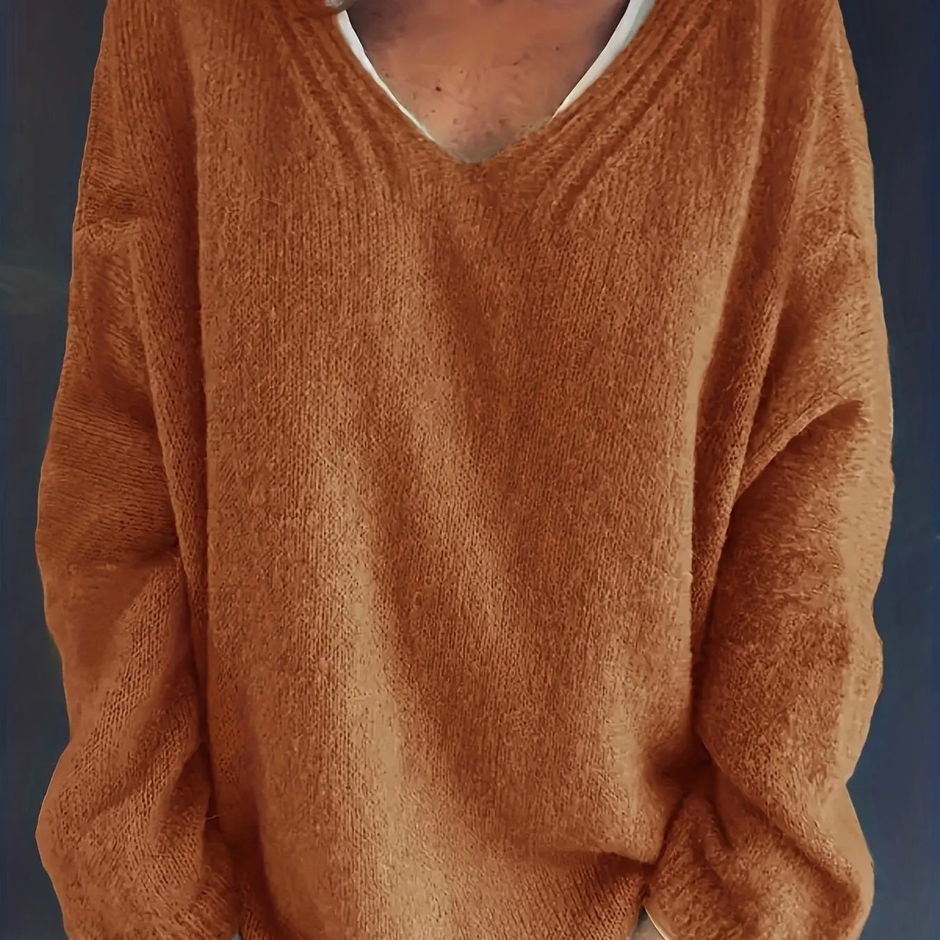 Robbie - Oversized eenvoudige trui met V-hals voor rondingen