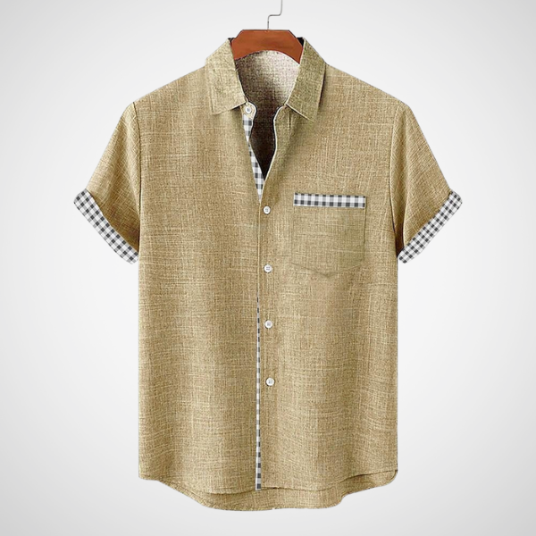 Khalid – Korte mouwen herenshirt met geruite accenten