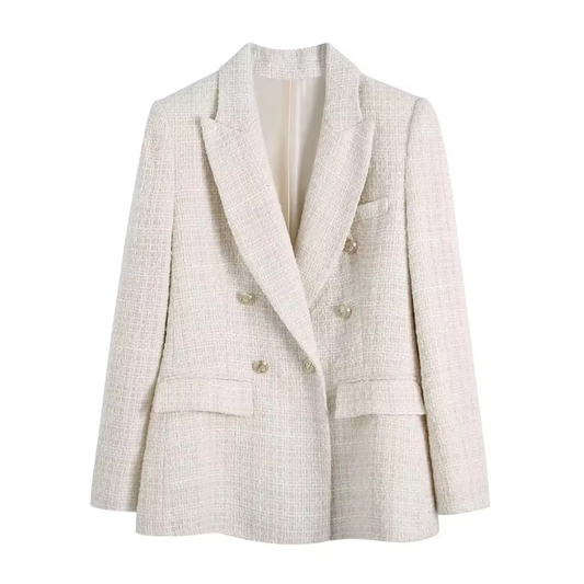 Witte chique blazer met dubbele rij