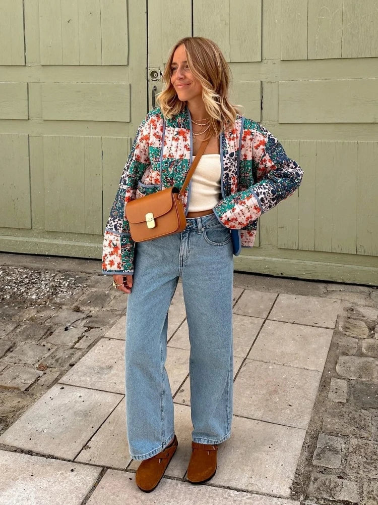 Mirthe - Trendy geruite vintage jas van zacht materiaal