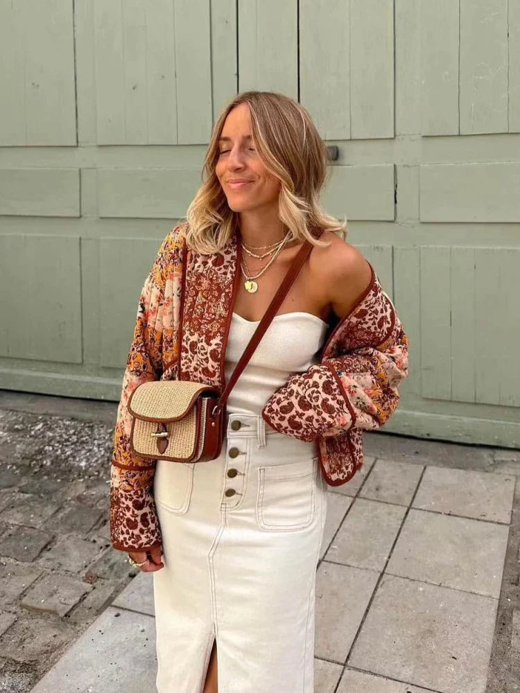 Mirthe - Trendy geruite vintage jas van zacht materiaal