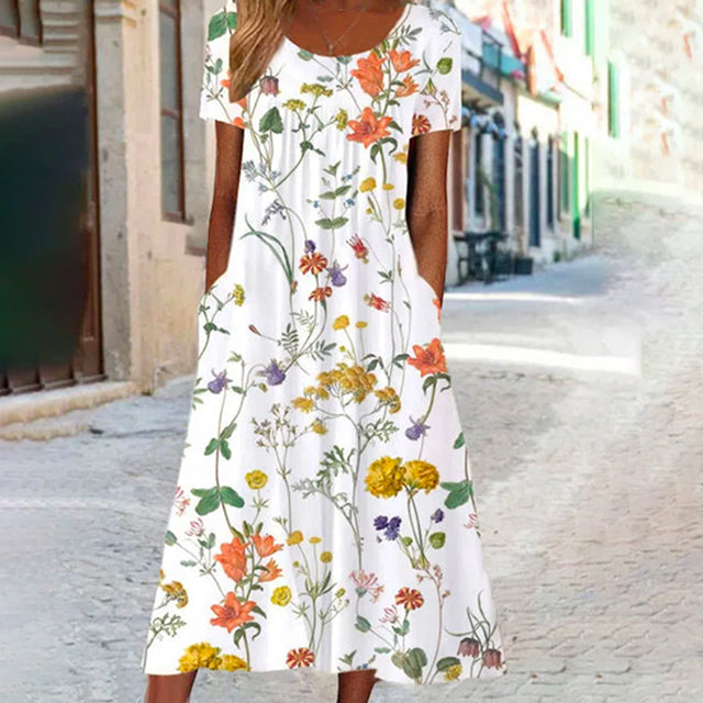 Florella | Dames zomerjurk met korte mouw en bloemenprint