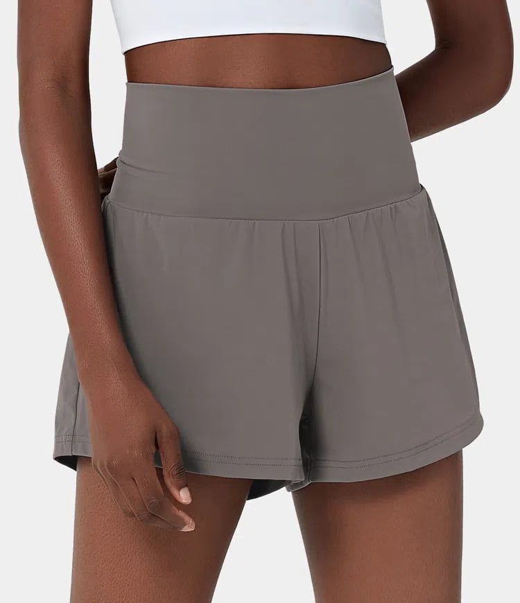 Dora - Dames sportshort met hoge taille en binnenbroek met zak