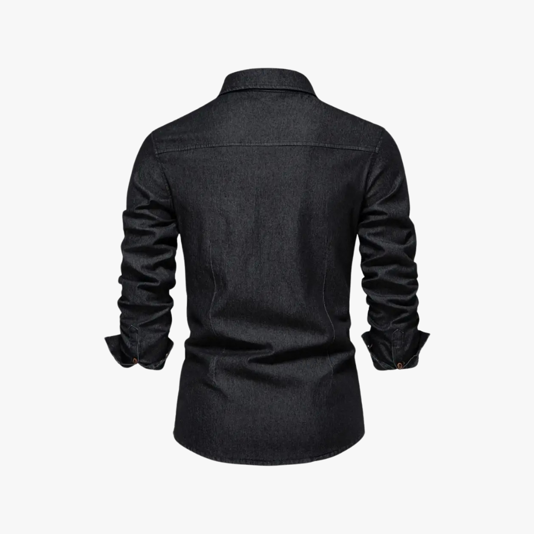 Oswald | Denim overhemd met lange mouwen en knoopsluiting voor mannen