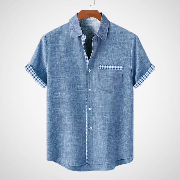 Khalid – Korte mouwen herenshirt met geruite accenten