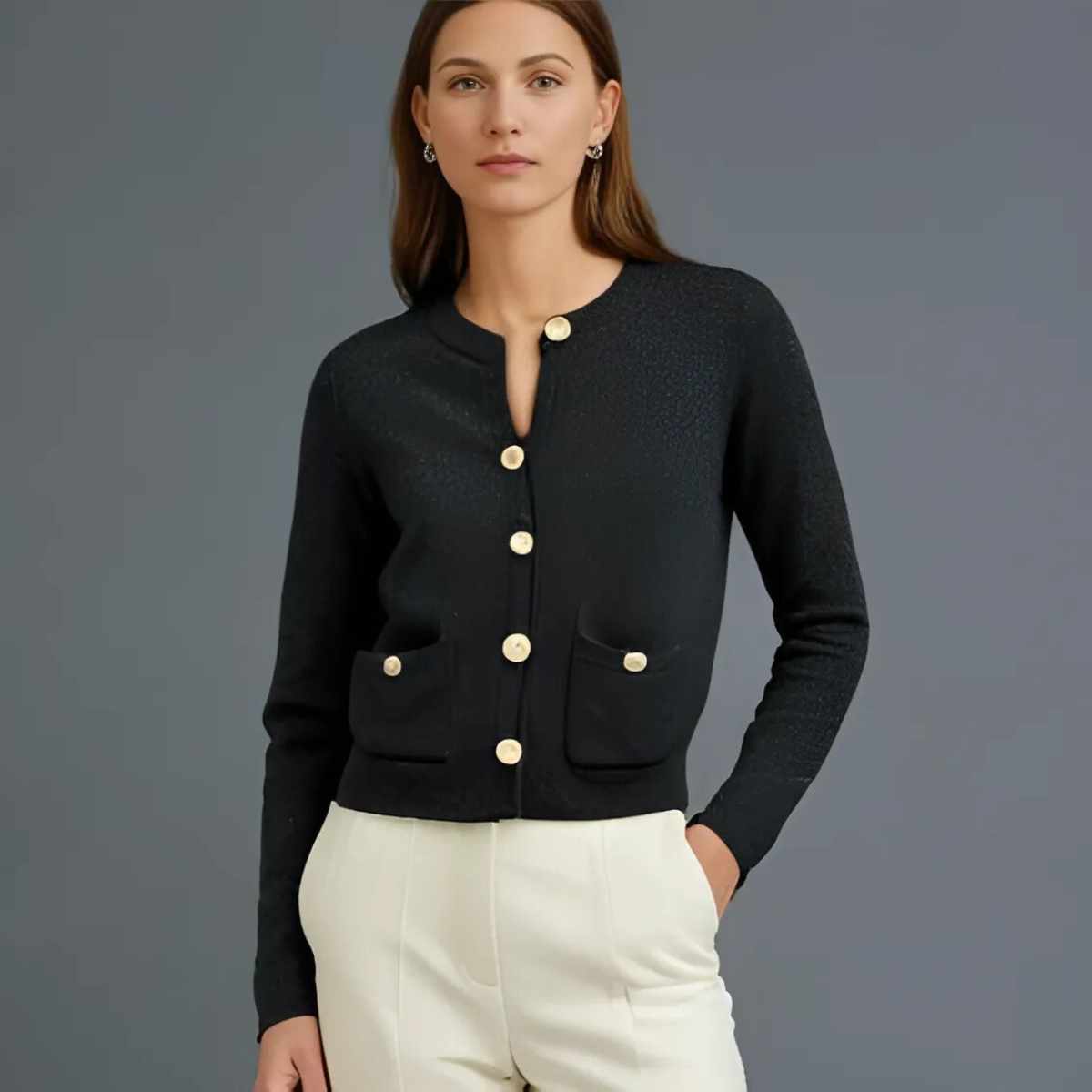 Laurie - Grijs Chic vest met knopen