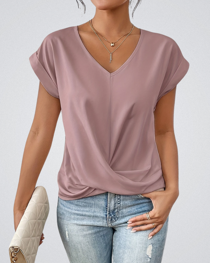 Tatiana - Dames top met v-hals en gedrapeerde twist