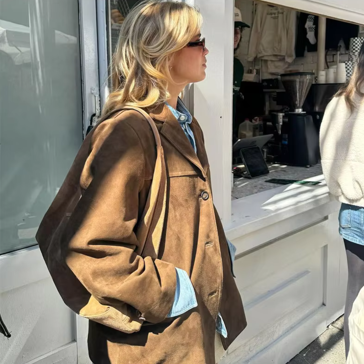 Jula - Oversized vintage luxe suède jas