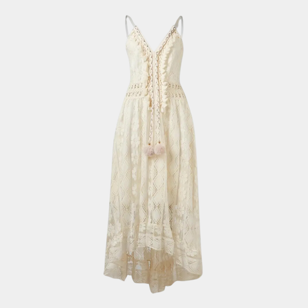 Estela - Dames zomerjurk met kanten details en v-hals