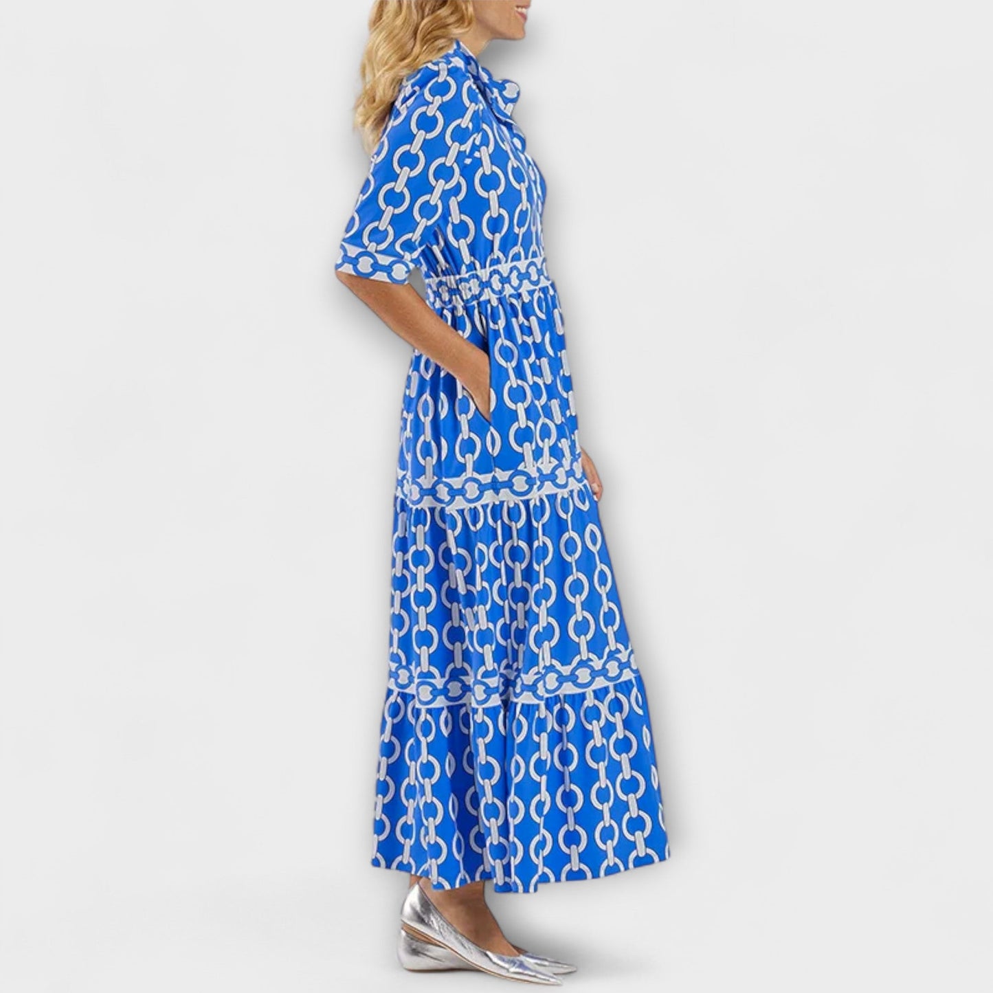 Susanna - Maxi damesjurk met grafische print en kraag