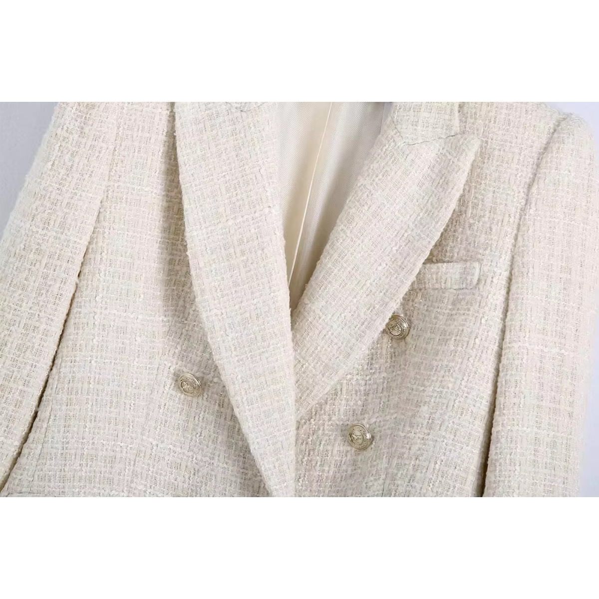 Witte chique blazer met dubbele rij