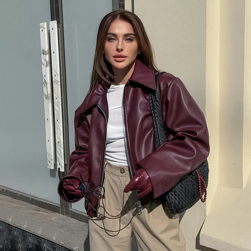 Muriela - Retro oversized leren jas