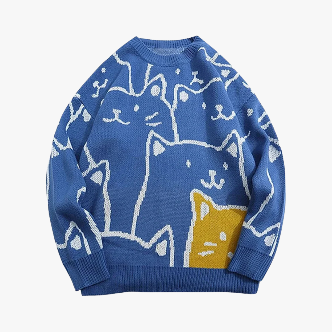 Faelan | Oversized trui met kattendesign