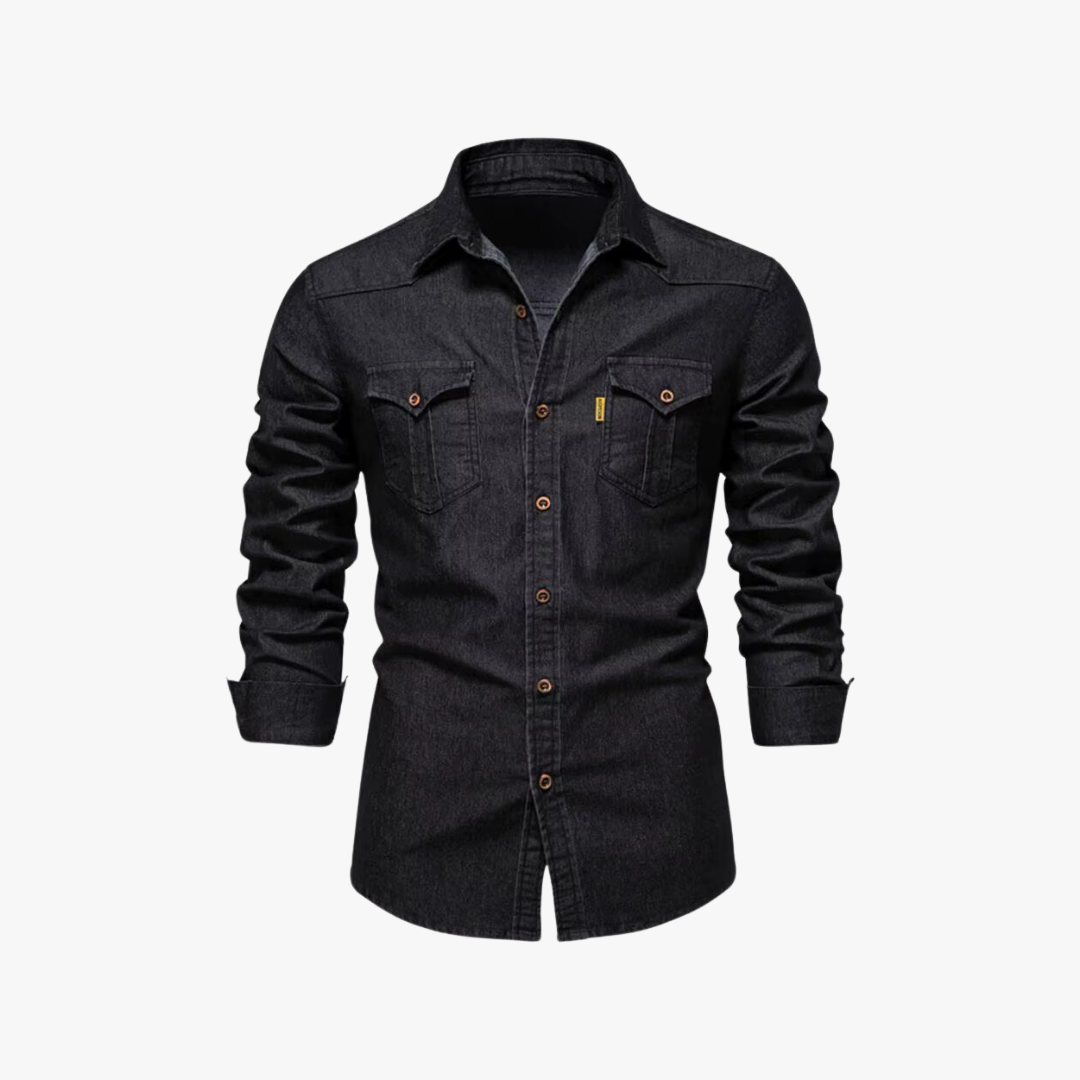 Oswald | Denim overhemd met lange mouwen en knoopsluiting voor mannen