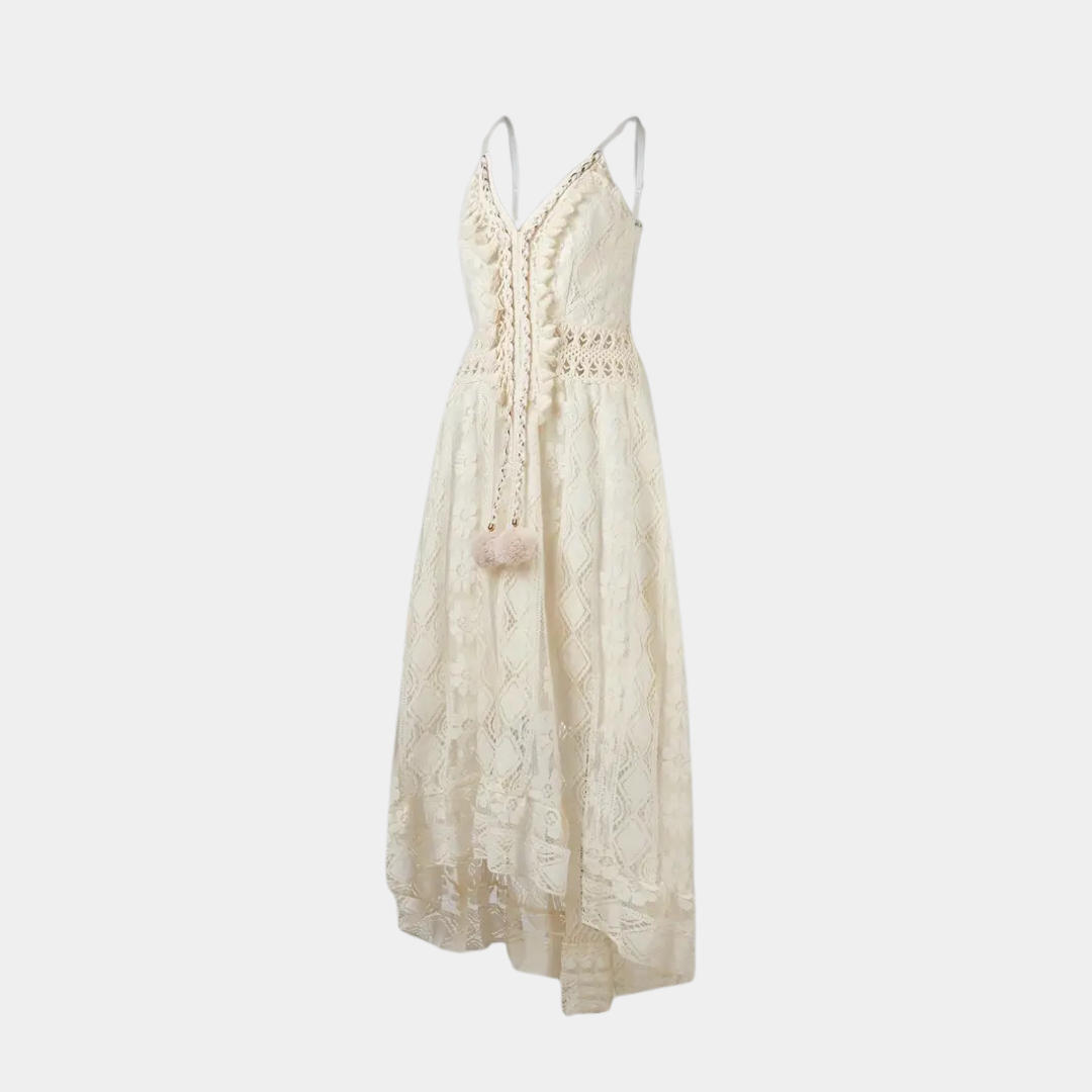 Estela - Dames zomerjurk met kanten details en v-hals