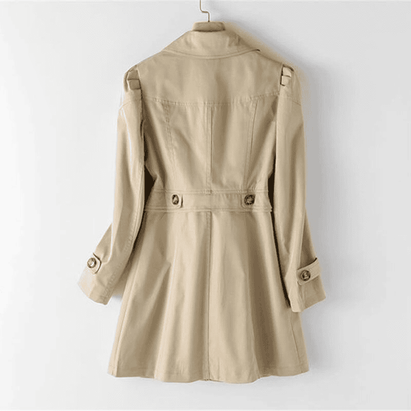 Trenchcoat dames enkelknoops gewatteerde schouders lente