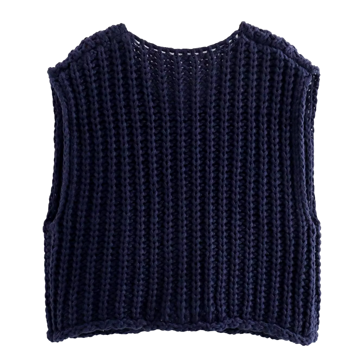 Siba - Navy gebreide blazer met knopen