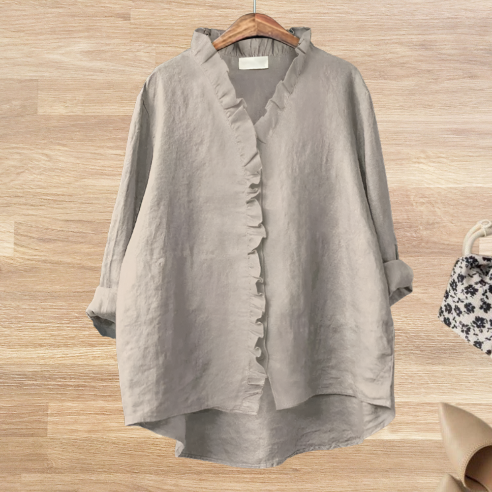 Lysandra - Losvallende blouse met ruffle kraag voor dames