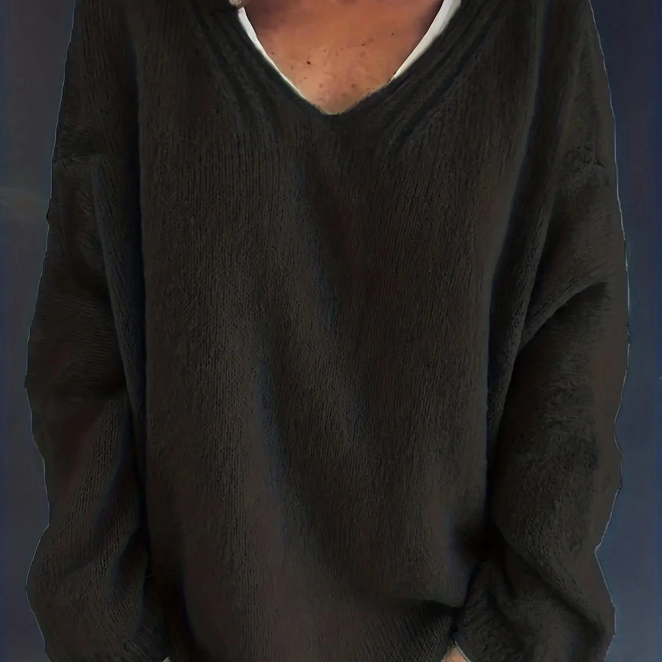 Robbie - Oversized eenvoudige trui met V-hals voor rondingen