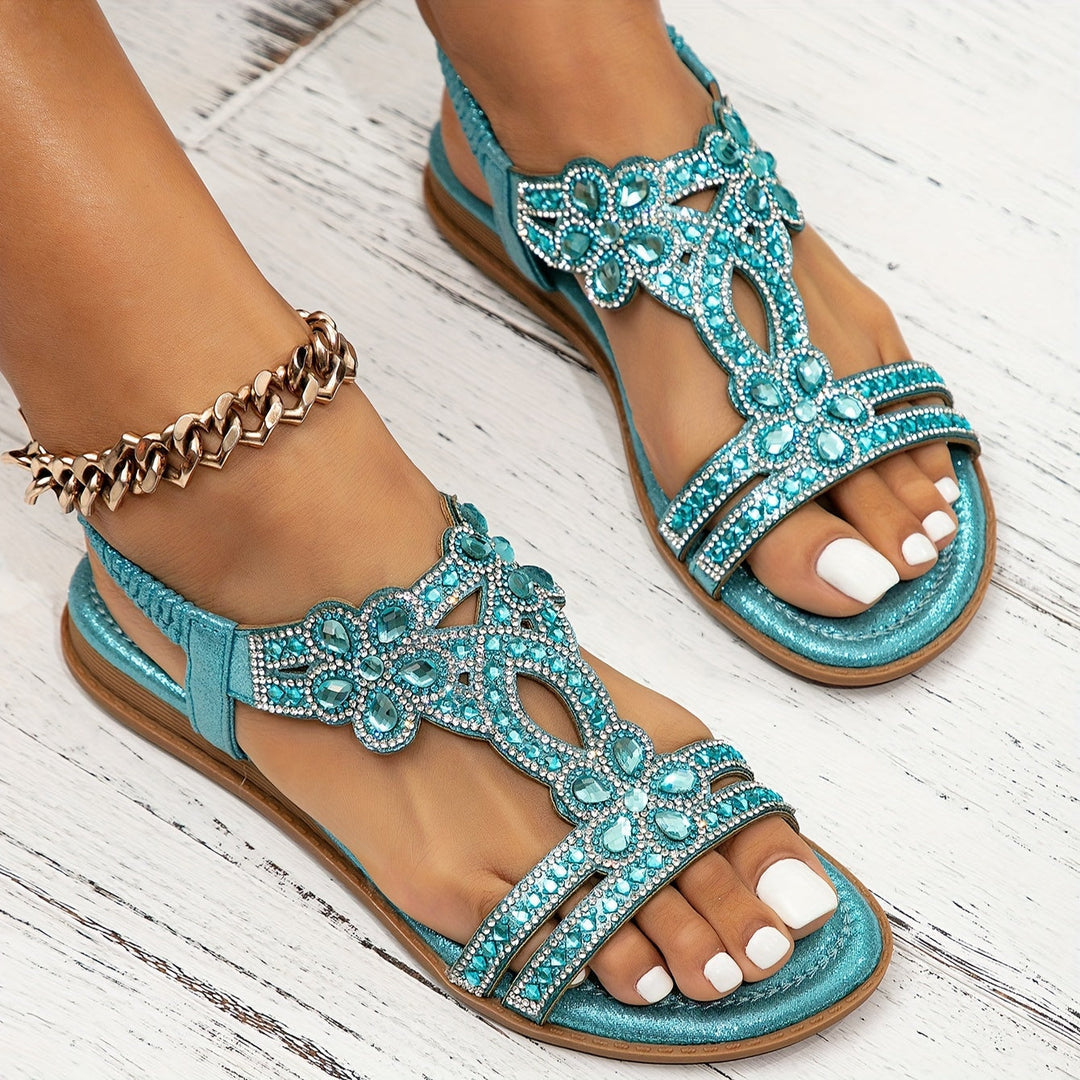 Melisende - Dames sandalen met strassbloemen