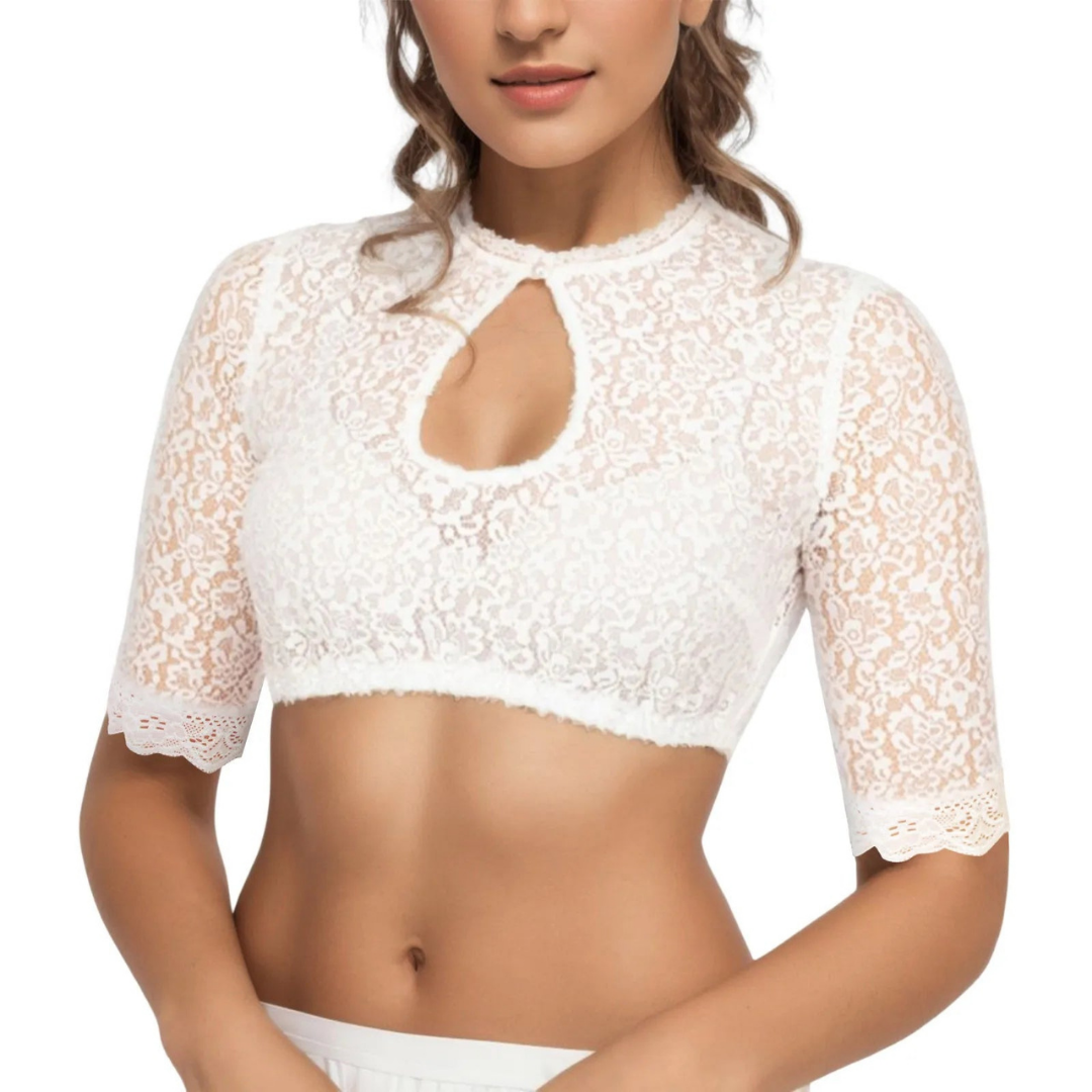 Jen – Kanten crop top met korte mouwen voor dames