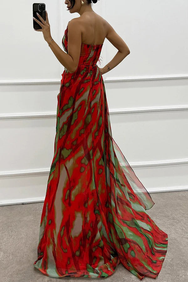 Evanthe - Asymmetrische maxi jurk met hoge split