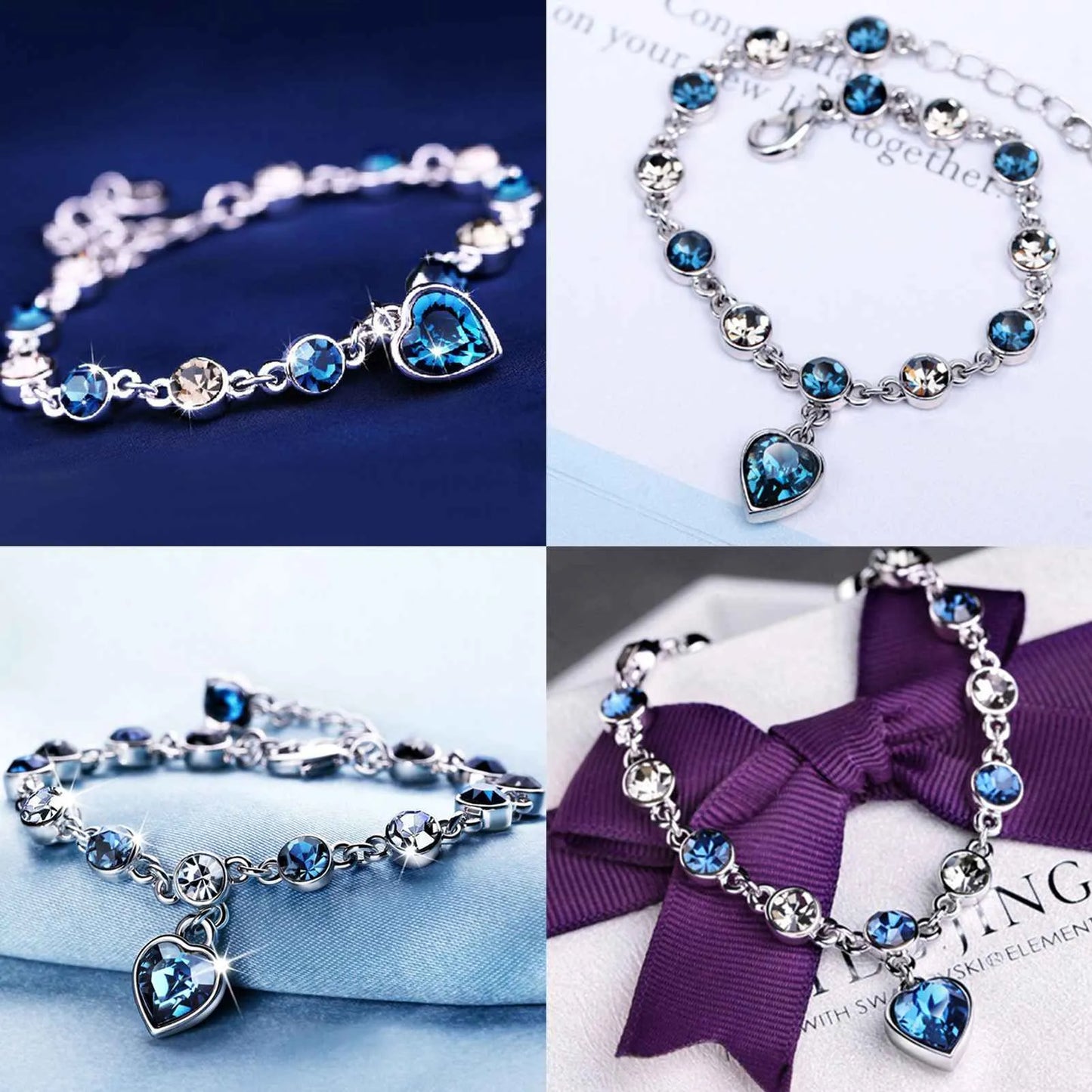 Damesarmband met hartvormige kristallen