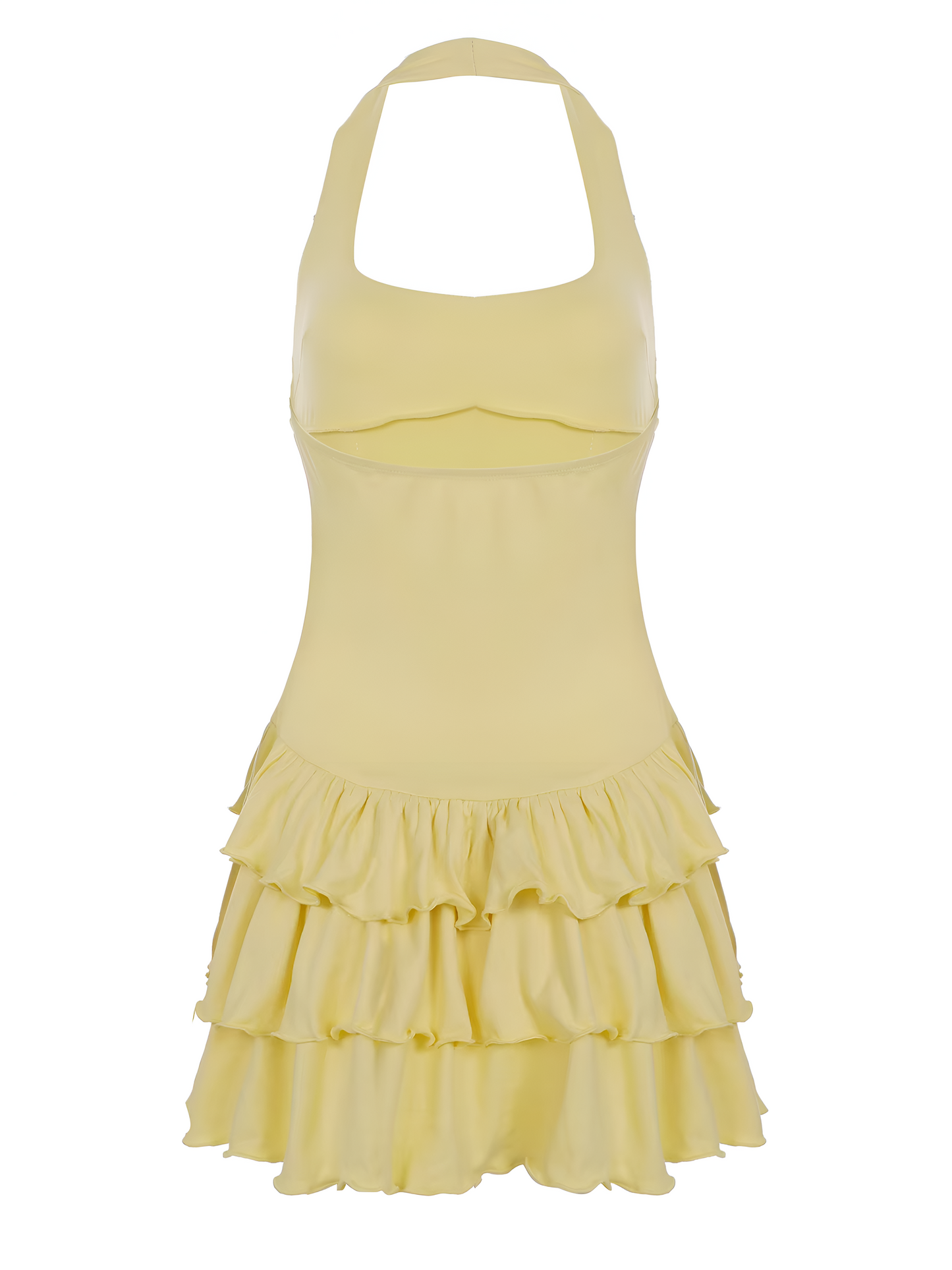 Madeleine - Zomerse halter mini jurk met gelaagde ruches voor dames
