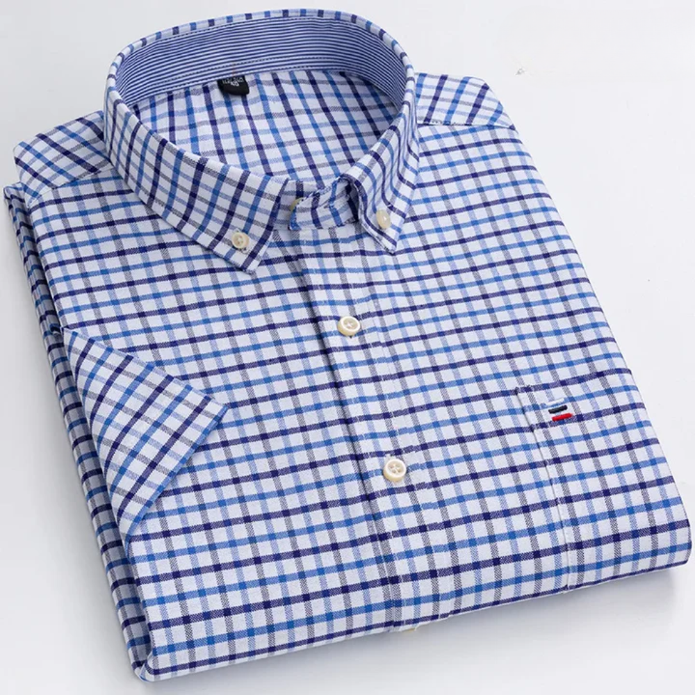 Dan – Heren overhemd met button-down kraag en verfijnde structuur