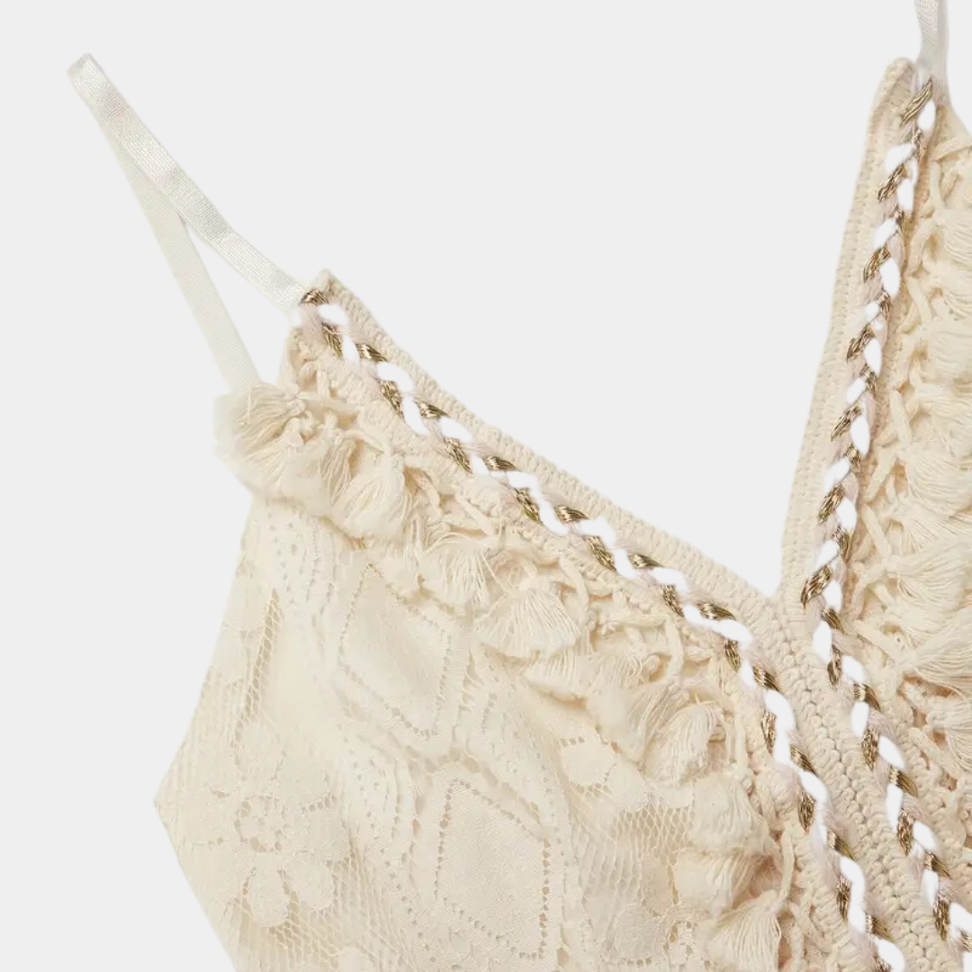 Estela - Dames zomerjurk met kanten details en v-hals